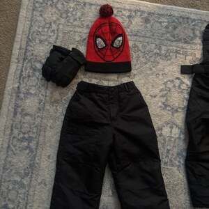 Swiss Tech Black Snow Pants with gloves and Spider-Man hat perfect winter bundle